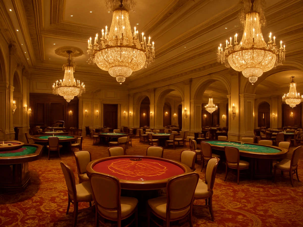 Suasana meja roulette dan kartu dalam kasino mobile TEMPUR99